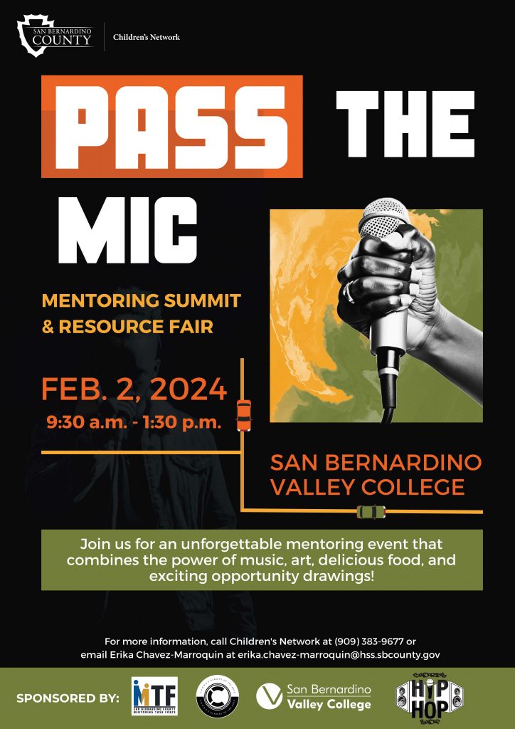 Flyer for "Pass the Mic" mentoring summit